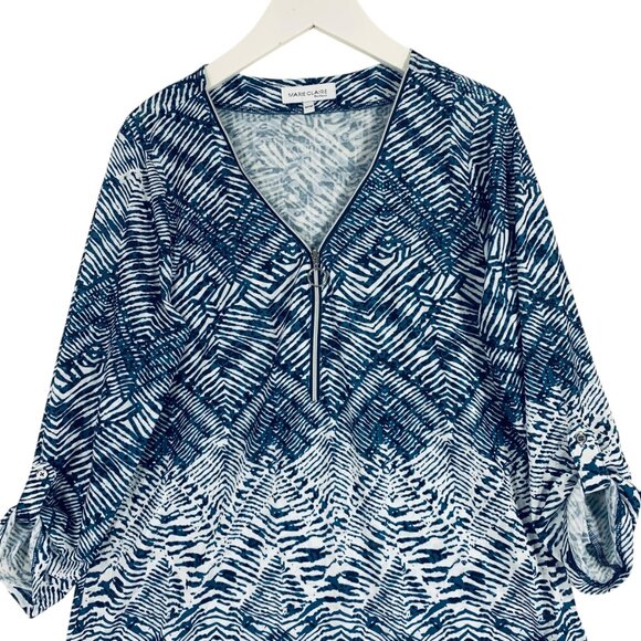 v- neck zipper collar 3/4 sleeve t-shirt top  blouse size med Marie Claire - Picture 4 of 16